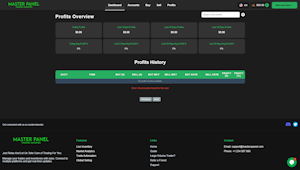 Master Panel buy page with automated CS2 skin purchasing settings